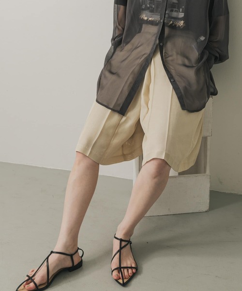 SENSE OF PLACE by URBAN RESEARCH(センスオブプレイスバイアーバンリサーチ)の「リネンライクメッシュバミューダ(その他パンツ・レディース・アイボリー/ブラック/ブラウン・SMALL/MEDIUM)」の2枚目の写真