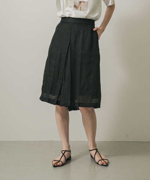 SENSE OF PLACE by URBAN RESEARCH(センスオブプレイスバイアーバンリサーチ)の「リネンライクメッシュバミューダ(その他パンツ・レディース・アイボリー/ブラック/ブラウン・SMALL/MEDIUM)」の3枚目の写真