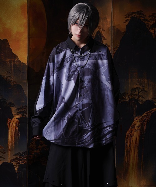 ililil【イルイルイル】ろるあコラボロングシャツ ililil/イルイルイル』【ろるあコラボロングシャツ】プリント