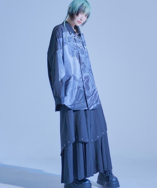 ililil【イルイルイル】ろるあコラボロングシャツ ililil/イルイルイル』【ろるあコラボロングシャツ】プリント
