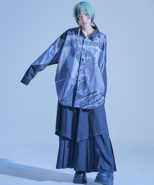 ililil【イルイルイル】ろるあコラボロングシャツ ililil/イルイルイル』【ろるあコラボロングシャツ】プリント