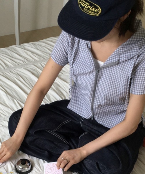 Vipoa(ヴィポア)の「drawstring food check shirt(シャツ/ブラウス・レディース・ピンク/グレー・FREE)」の9枚目の写真
