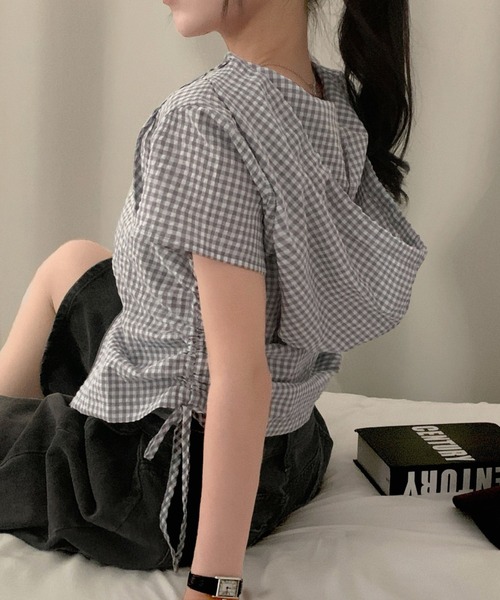 Vipoa(ヴィポア)の「drawstring food check shirt(シャツ/ブラウス・レディース・ピンク/グレー・FREE)」の17枚目の写真