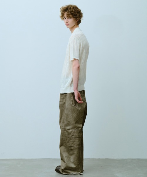 Camphor wood（カンファーウッド）の「rayon openwork skipper knit shirt / レーヨン透かし編みスキッパーニットシャツ（シャツ/ブラウス・メンズ・ホワイト/ブラック・MEDIUM/LARGE）」の19枚目の写真