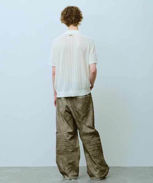 Camphor wood（カンファーウッド）の「rayon openwork skipper knit shirt / レーヨン透かし編みスキッパーニットシャツ（シャツ/ブラウス・メンズ・ホワイト/ブラック・MEDIUM/LARGE）」の20枚目の写真