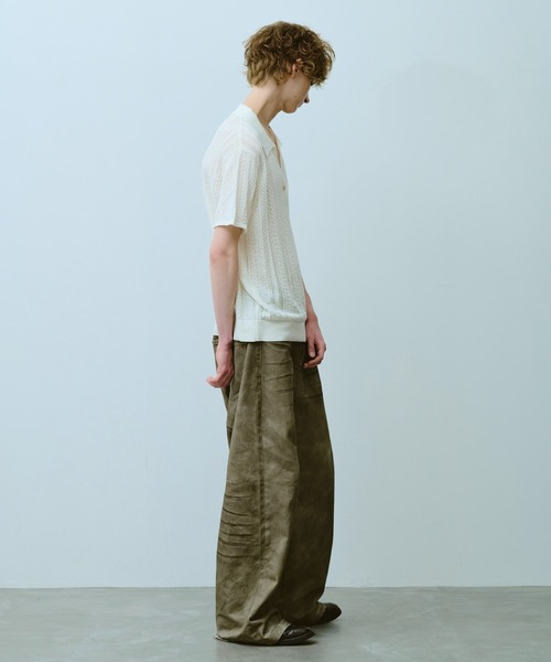 Camphor wood（カンファーウッド）の「rayon openwork skipper knit shirt / レーヨン透かし編みスキッパーニットシャツ（シャツ/ブラウス・メンズ・ホワイト/ブラック・MEDIUM/LARGE）」の21枚目の写真