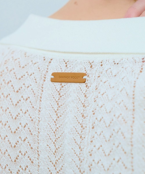 Camphor wood（カンファーウッド）の「rayon openwork skipper knit shirt / レーヨン透かし編みスキッパーニットシャツ（シャツ/ブラウス・メンズ・ホワイト/ブラック・MEDIUM/LARGE）」の12枚目の写真