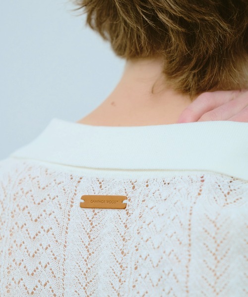 セール】rayon openwork skipper knit shirt / レーヨン透かし編み