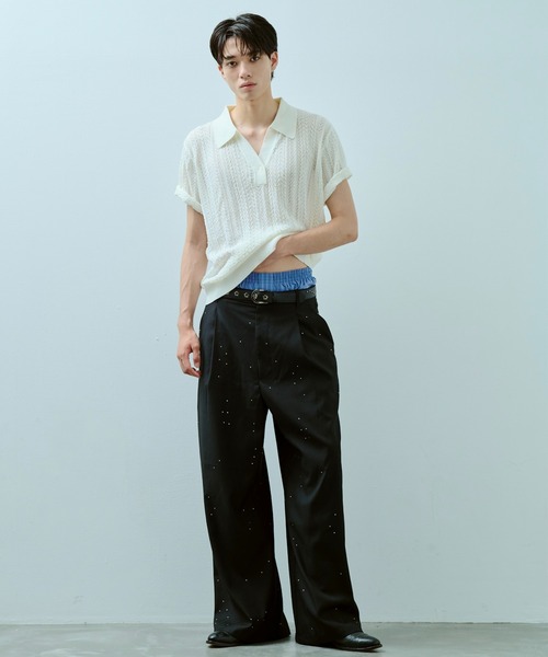 Camphor wood（カンファーウッド）の「rayon openwork skipper knit shirt / レーヨン透かし編みスキッパーニットシャツ（シャツ/ブラウス・メンズ・ホワイト/ブラック・MEDIUM/LARGE）」の15枚目の写真