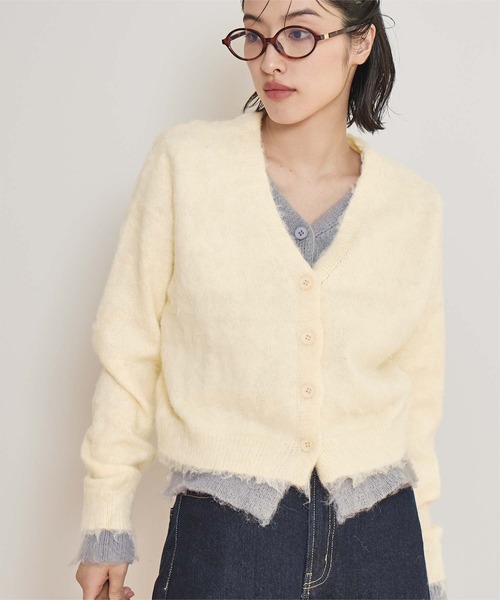 miette(ミエット)の「レイヤード風Vネックカーディガン(カーディガン/ボレロ・レディース・ピンク/ブラック/クリーム・FREE)」の3枚目の写真