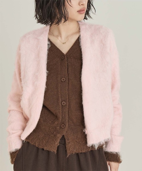 miette(ミエット)の「レイヤード風Vネックカーディガン(カーディガン/ボレロ・レディース・ピンク/ブラック/クリーム・FREE)」の7枚目の写真