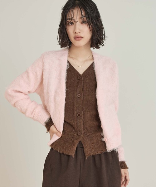 miette(ミエット)の「レイヤード風Vネックカーディガン(カーディガン/ボレロ・レディース・ピンク/ブラック/クリーム・FREE)」の8枚目の写真