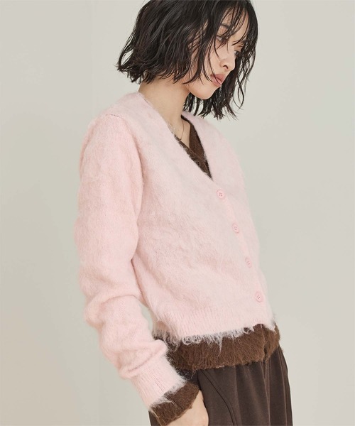 miette(ミエット)の「レイヤード風Vネックカーディガン(カーディガン/ボレロ・レディース・ピンク/ブラック/クリーム・FREE)」の12枚目の写真