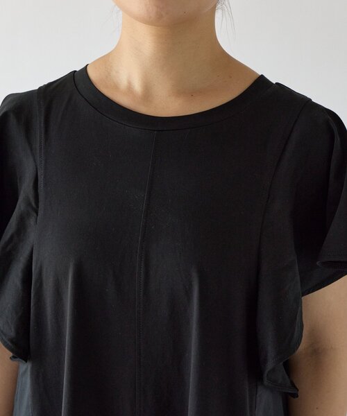 un dix cors（アンディコール）の「《綿100％・着るだけで様になる》コットンシルケット天竺フレアワンピース（ワンピース・レディース・チャコールグレー/ブラック/レッド・FREE）」の17枚目の写真