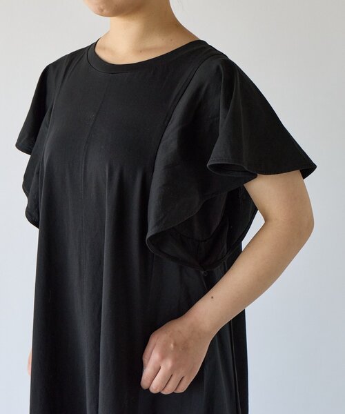 un dix cors（アンディコール）の「《綿100％・着るだけで様になる》コットンシルケット天竺フレアワンピース（ワンピース・レディース・チャコールグレー/ブラック/レッド・FREE）」の18枚目の写真