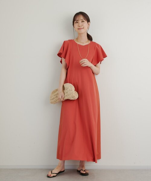 un dix cors（アンディコール）の「《綿100％・着るだけで様になる》コットンシルケット天竺フレアワンピース（ワンピース・レディース・チャコールグレー/ブラック/レッド・FREE）」の8枚目の写真