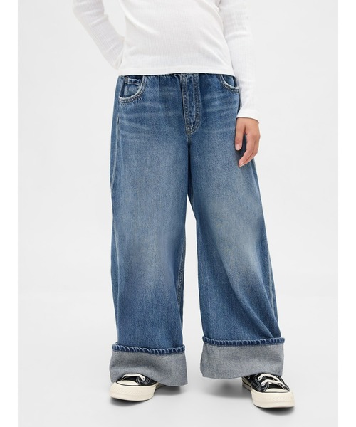 GAP(ギャップ)の「ローライズ イージー ワイド バギーデニム (キッズ)(デニムパンツ・キッズ・インディゴブルー・110cm/120cm/130cm/140cm/150cm/160cm)」の1枚目の写真