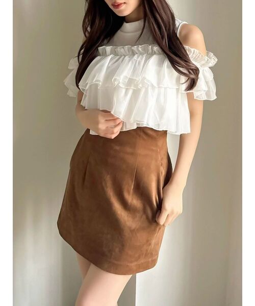 dazzlin 新作 2WAYスリーブコンパクトフリルトップス　フリーサイズ 2WAYスリーブコンパクトフリルトップス（Tシャツ/カットソー