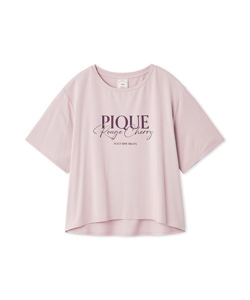 【新品】ジェラートピケ接触冷感ルージュチェリーレーヨンロゴTシャツショートパンツ 接触冷感】ルージュチェリーレーヨンロゴTシャツ(カットソー・T