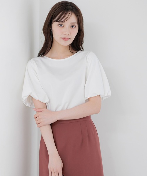 Andemiu(アンデミュウ)の「【接触冷感・吸水速乾・UVカット・抗菌消臭】ソデバルーンプルオーバー578699(Tシャツ/カットソー・レディース・ブラック/オフホワイト/モカ・FREE)」の1枚目の写真