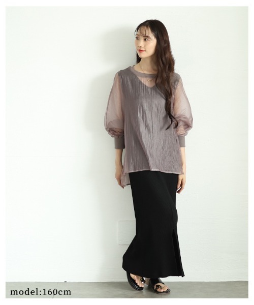 Sawa a la mode(サワアラモード)の「シアーロングスリーブカットソー(Tシャツ/カットソー・レディース・パープル/ホワイト/ブラック・FREE)」の11枚目の写真