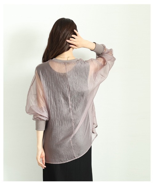 Sawa a la mode(サワアラモード)の「シアーロングスリーブカットソー(Tシャツ/カットソー・レディース・パープル/ホワイト/ブラック・FREE)」の13枚目の写真