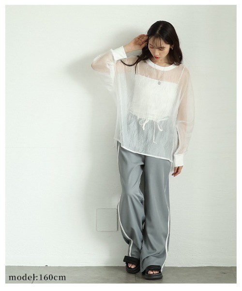 Sawa a la mode(サワアラモード)の「シアーロングスリーブカットソー(Tシャツ/カットソー・レディース・パープル/ホワイト/ブラック・FREE)」の17枚目の写真