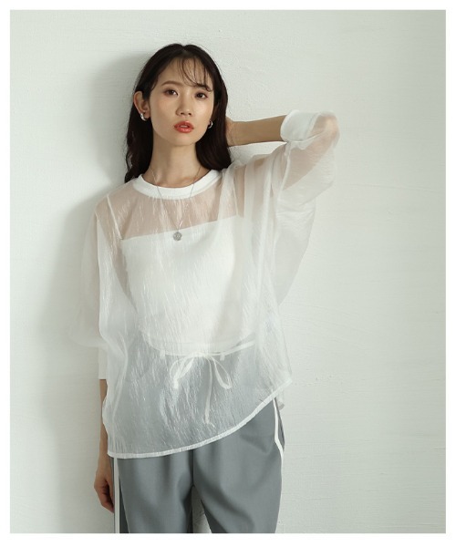 Sawa a la mode(サワアラモード)の「シアーロングスリーブカットソー(Tシャツ/カットソー・レディース・パープル/ホワイト/ブラック・FREE)」の18枚目の写真