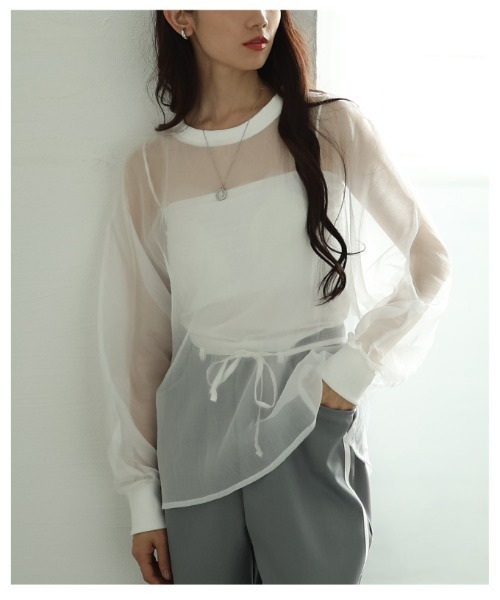 Sawa a la mode(サワアラモード)の「シアーロングスリーブカットソー(Tシャツ/カットソー・レディース・パープル/ホワイト/ブラック・FREE)」の20枚目の写真