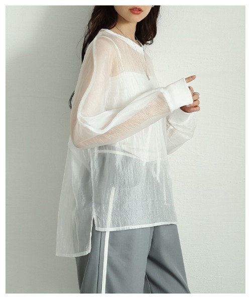 Sawa a la mode(サワアラモード)の「シアーロングスリーブカットソー(Tシャツ/カットソー・レディース・パープル/ホワイト/ブラック・FREE)」の21枚目の写真