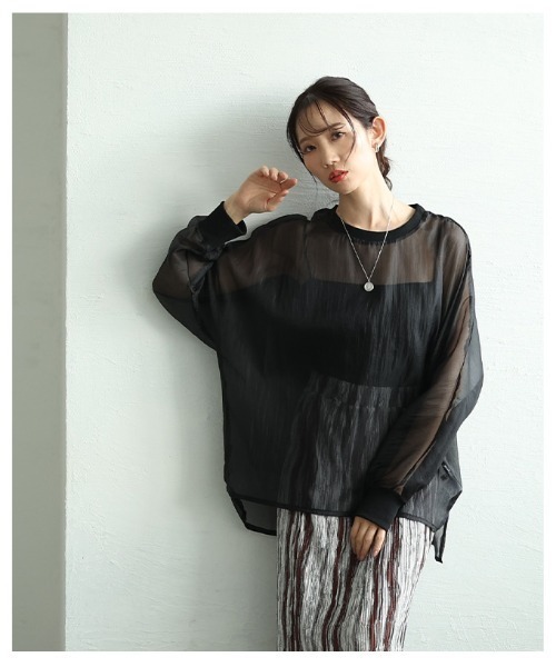 Sawa a la mode(サワアラモード)の「シアーロングスリーブカットソー(Tシャツ/カットソー・レディース・パープル/ホワイト/ブラック・FREE)」の22枚目の写真