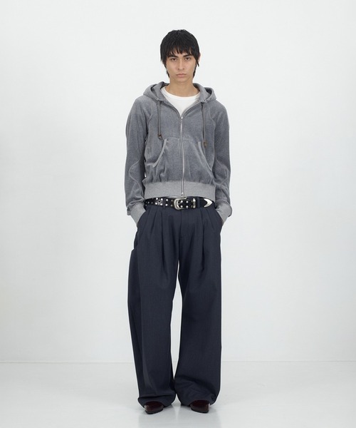 NVRFRGT(ネヴァーフォーゲット)の「VELOUR ZIP UP HOODIE(パーカー・メンズ・ブラウン/グレー・1/2)」の10枚目の写真