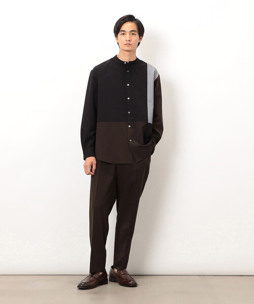 COMME CA ISM（コムサイズム）の「ウールライク バンドカラーブロッキング 長袖シャツ（シャツ/ブラウス・メンズ・ブラック/グレー・SMALL/MEDIUM/LARGE）」の9枚目の写真