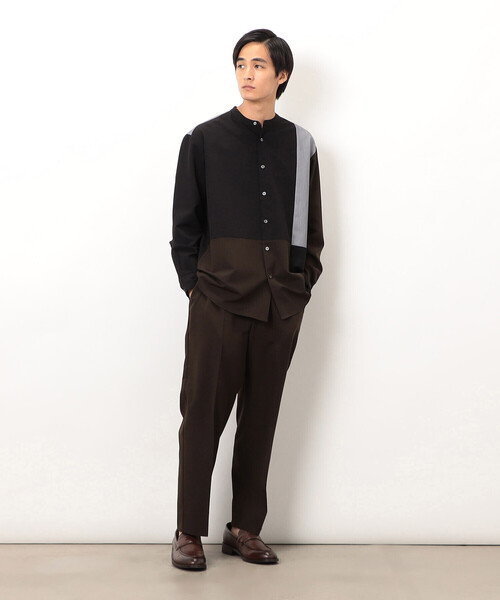 COMME CA ISM（コムサイズム）の「ウールライク バンドカラーブロッキング 長袖シャツ（シャツ/ブラウス・メンズ・ブラック/グレー・SMALL/MEDIUM/LARGE）」の10枚目の写真