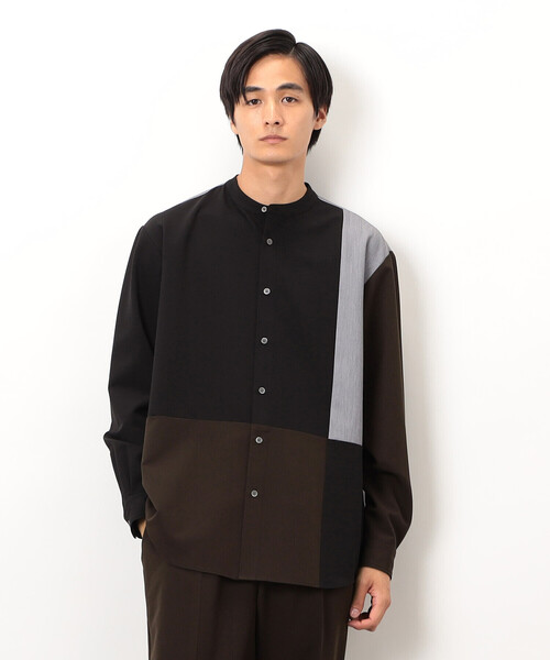 COMME CA ISM（コムサイズム）の「ウールライク バンドカラーブロッキング 長袖シャツ（シャツ/ブラウス・メンズ・ブラック/グレー・SMALL/MEDIUM/LARGE）」の12枚目の写真