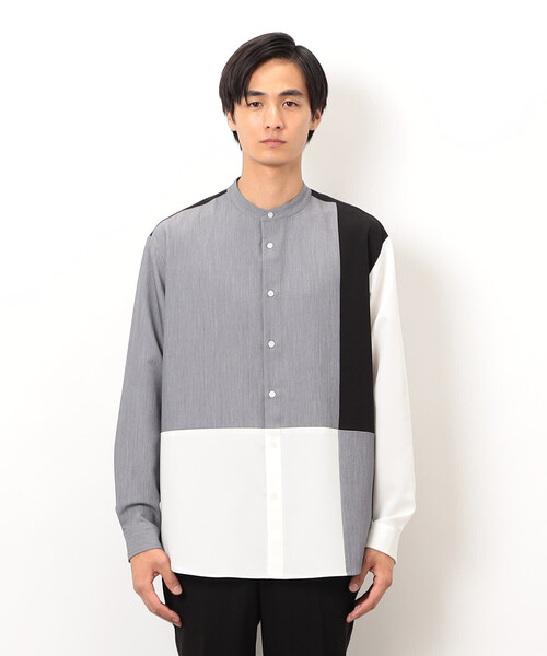 COMME CA ISM（コムサイズム）の「ウールライク バンドカラーブロッキング 長袖シャツ（シャツ/ブラウス・メンズ・ブラック/グレー・SMALL/MEDIUM/LARGE）」の13枚目の写真