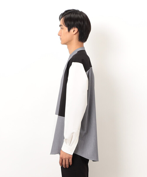 COMME CA ISM（コムサイズム）の「ウールライク バンドカラーブロッキング 長袖シャツ（シャツ/ブラウス・メンズ・ブラック/グレー・SMALL/MEDIUM/LARGE）」の14枚目の写真
