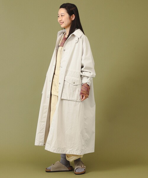 BEAMS BOY（ビームスボーイ）の「【2/5再値下げ】コットン ナイロン ヘム アジャスト コート（ステンカラーコート・レディース・チャコールグレー/ホワイト系その他7・ONE SIZE）」の2枚目の写真