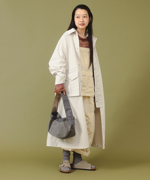 BEAMS BOY（ビームスボーイ）の「【2/5再値下げ】コットン ナイロン ヘム アジャスト コート（ステンカラーコート・レディース・チャコールグレー/ホワイト系その他7・ONE SIZE）」の4枚目の写真