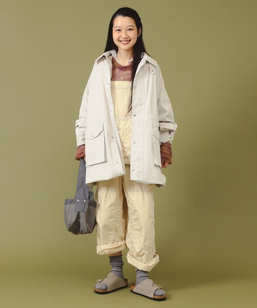 BEAMS BOY（ビームスボーイ）の「【2/5再値下げ】コットン ナイロン ヘム アジャスト コート（ステンカラーコート・レディース・チャコールグレー/ホワイト系その他7・ONE SIZE）」の6枚目の写真