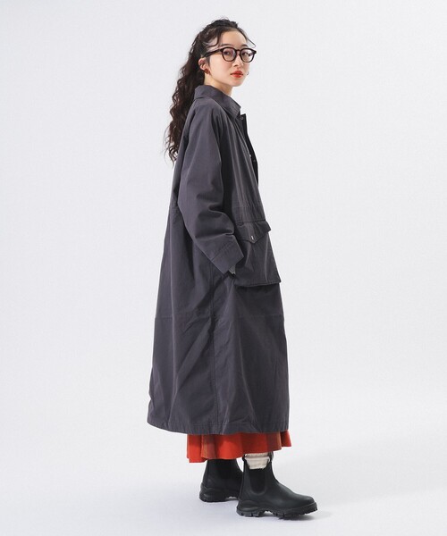 BEAMS BOY（ビームスボーイ）の「【2/5再値下げ】コットン ナイロン ヘム アジャスト コート（ステンカラーコート・レディース・チャコールグレー/ホワイト系その他7・ONE SIZE）」の8枚目の写真