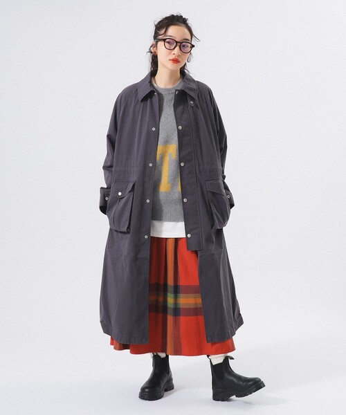 BEAMS BOY（ビームスボーイ）の「【2/5再値下げ】コットン ナイロン ヘム アジャスト コート（ステンカラーコート・レディース・チャコールグレー/ホワイト系その他7・ONE SIZE）」の10枚目の写真