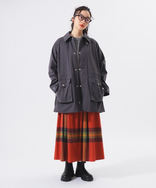 BEAMS BOY（ビームスボーイ）の「【2/5再値下げ】コットン ナイロン ヘム アジャスト コート（ステンカラーコート・レディース・チャコールグレー/ホワイト系その他7・ONE SIZE）」の11枚目の写真