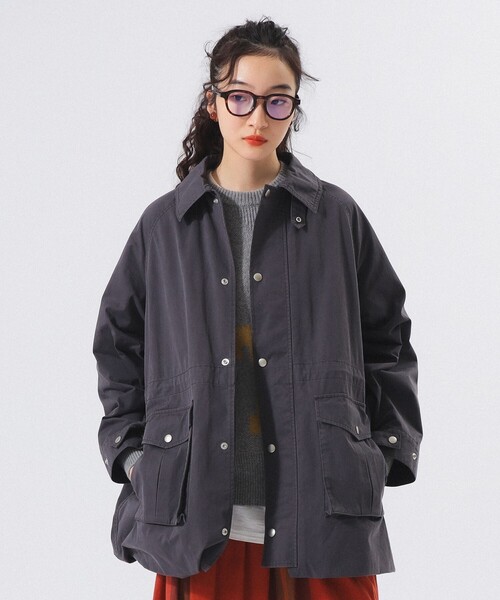 BEAMS BOY（ビームスボーイ）の「【2/5再値下げ】コットン ナイロン ヘム アジャスト コート（ステンカラーコート・レディース・チャコールグレー/ホワイト系その他7・ONE SIZE）」の12枚目の写真