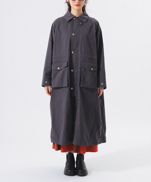 BEAMS BOY（ビームスボーイ）の「【2/5再値下げ】コットン ナイロン ヘム アジャスト コート（ステンカラーコート・レディース・チャコールグレー/ホワイト系その他7・ONE SIZE）」の13枚目の写真