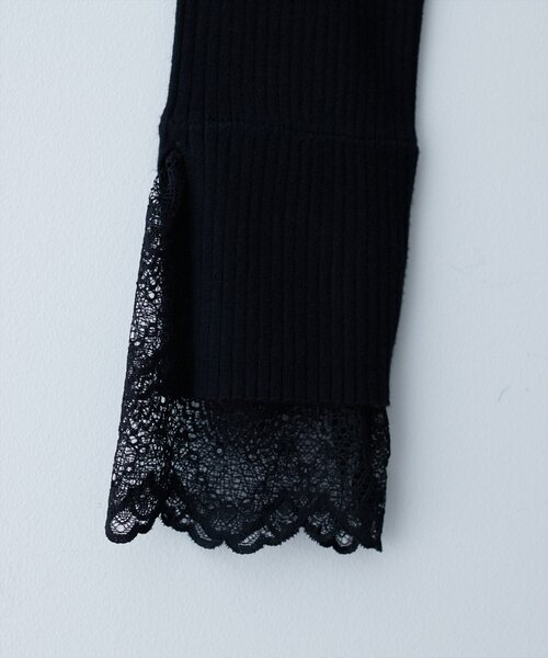 natural couture（ナチュラルクチュール）の「袖レースアシメネックリブニット（ニット/セーター・レディース・モカ/ブラウン/ボルドー/ピンク/ブラック/グレイッシュベージュ/チャコールグレー/オフホワイト・FREE）」の10枚目の写真