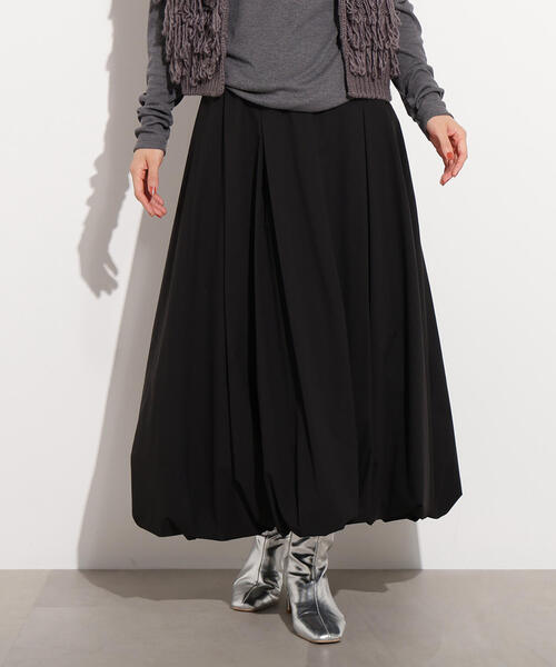 N.(N. Natural Beauty Basic)(エヌエヌナチュラルビューティーベーシック)の「【PS/低身長サイズ】バルーンタックスカート(スカート・レディース・ブラック/チャコールグレー/オフホワイト・MEDIUM/PS)」の1枚目の写真