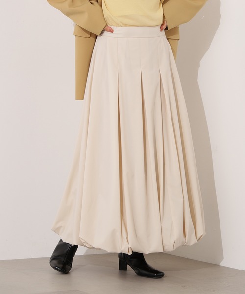 N.(N. Natural Beauty Basic)(エヌエヌナチュラルビューティーベーシック)の「【PS/低身長サイズ】バルーンタックスカート(スカート・レディース・ブラック/チャコールグレー/オフホワイト・MEDIUM/PS)」の2枚目の写真