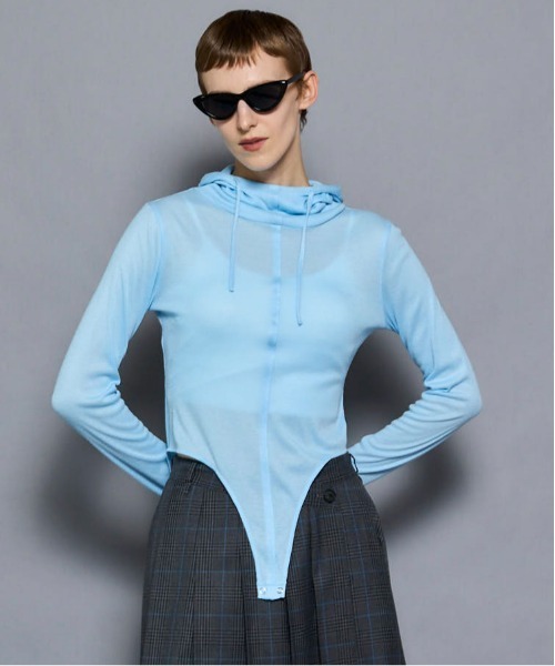 MAISON SPECIAL(メゾンスペシャル)の「Hood Bodysuit/フードボディスーツ(Tシャツ/カットソー・レディース・オレンジ/ブルー/グレー/ブラック・FREE)」の4枚目の写真