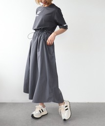 Three Four Time | 布帛切替ハーフスリーブロゴワンピース(ワンピース)